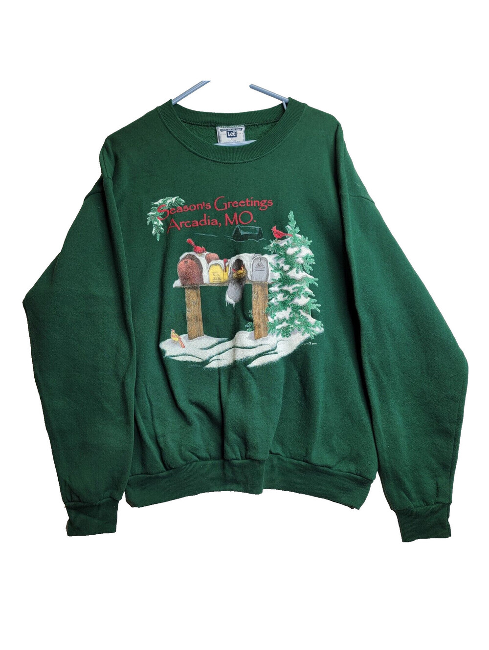 Season's Greeting Christmas Arcadia MO SZ L Sweatshirt Lee Ironton MO